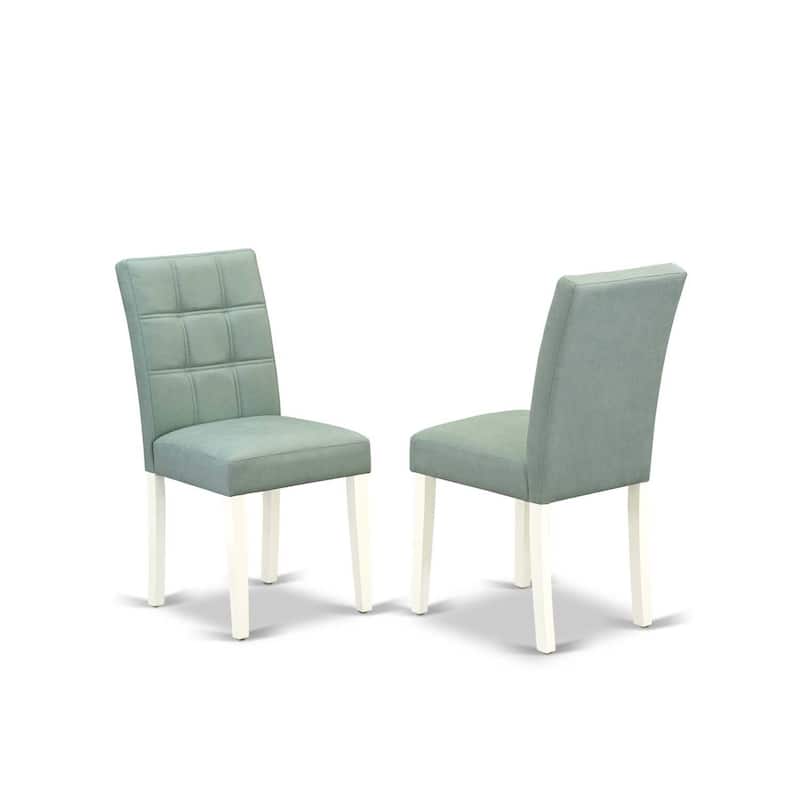 7 Piece Dining Set - Rectangle Table with 6 Chairs - Linen White & Willow Green
