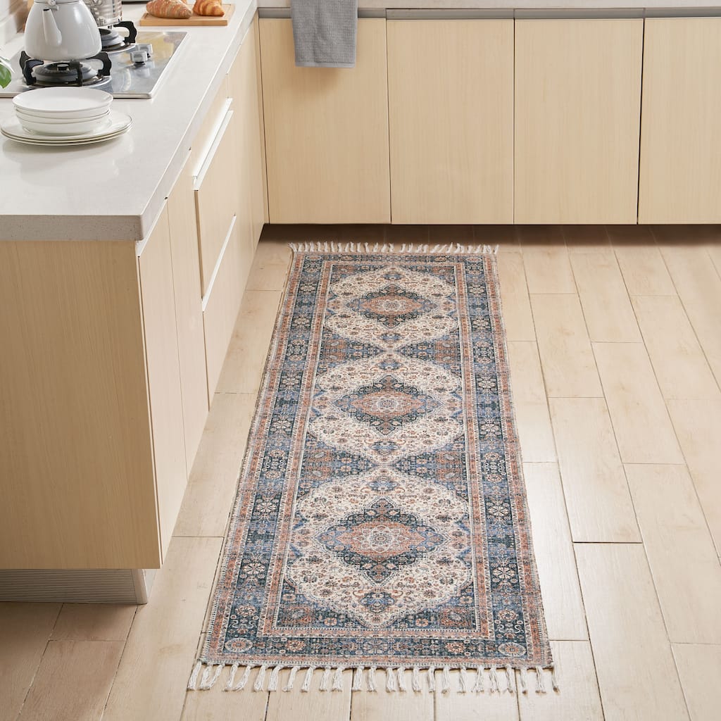 Jessica Simpson Machine Washable, Slip Resistant Accent and Runner Rugs with Fringe