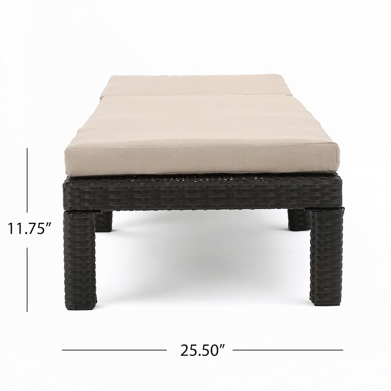 Outdoor CHAISE LOUNGE, DARK BROWN FRAME WITH BEIGE CUSHION