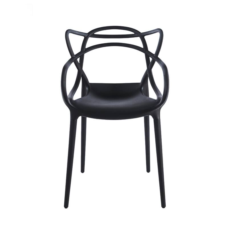 Set of 4 Plastic Dining Chairs - Black