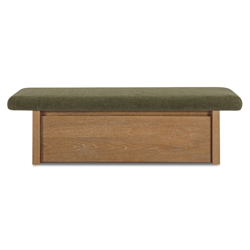 Title: NADAAL STUDIOS Nadaal Orielle Storage Bench, Linen‑Blend Chenille Seat with Oak Veneer Base Oat