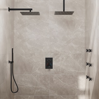Thermostatic Dual Shower Head System ,12" High-Pressure Rainfall Shower Faucet with Four-Function Sprays