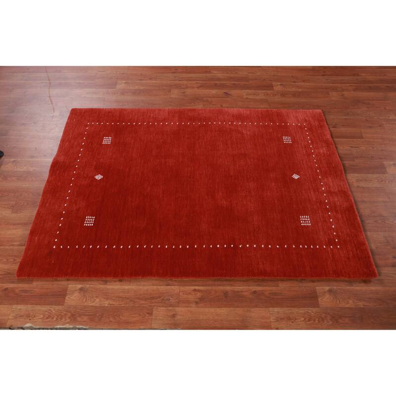 Hand Knotted Oriental 100% Wool Carpet Tribal Tribal Oranges & Rust Gabbeh Area Rug - 4' 10'' X 3' 4''