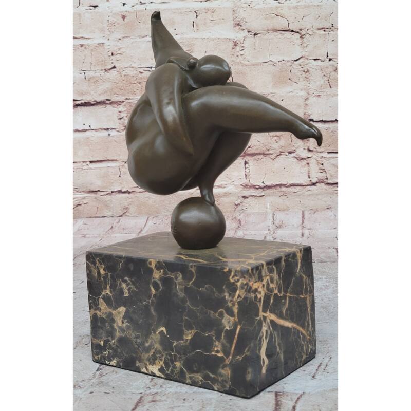 Curvy Woman Abstract Modern Art Bronze Statue Sculpture Girl Balancing 10 Inches X 7 Inches