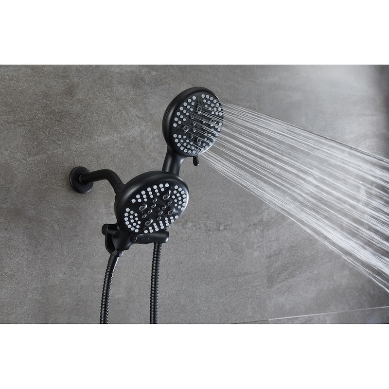 5 in. Dual Shower Head and Handheld Shower Head in Matte Black