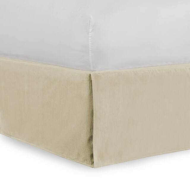 Tailored Velvet Bed Skirt with Split Corner - Full 14" Drop - Cream
