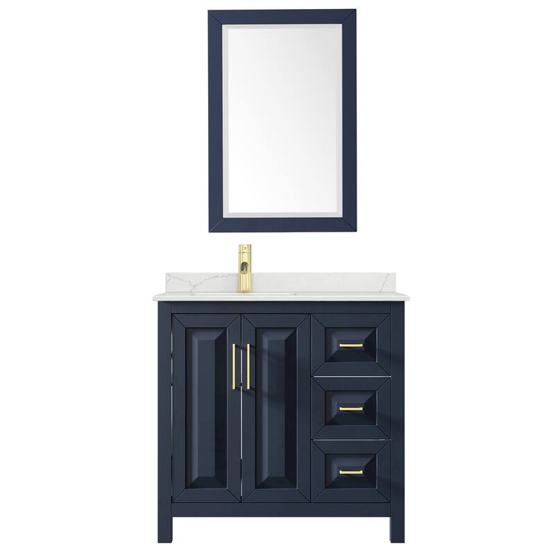 Daria 36-inch Single Vanity, Single Hole Quartz Top, 24-inch Mirror