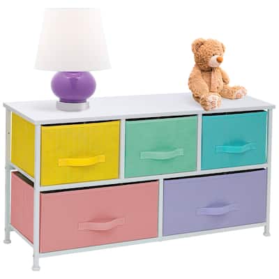 Dresser w/ 5 Drawers Furniture Storage Chest for Home, Bedroom