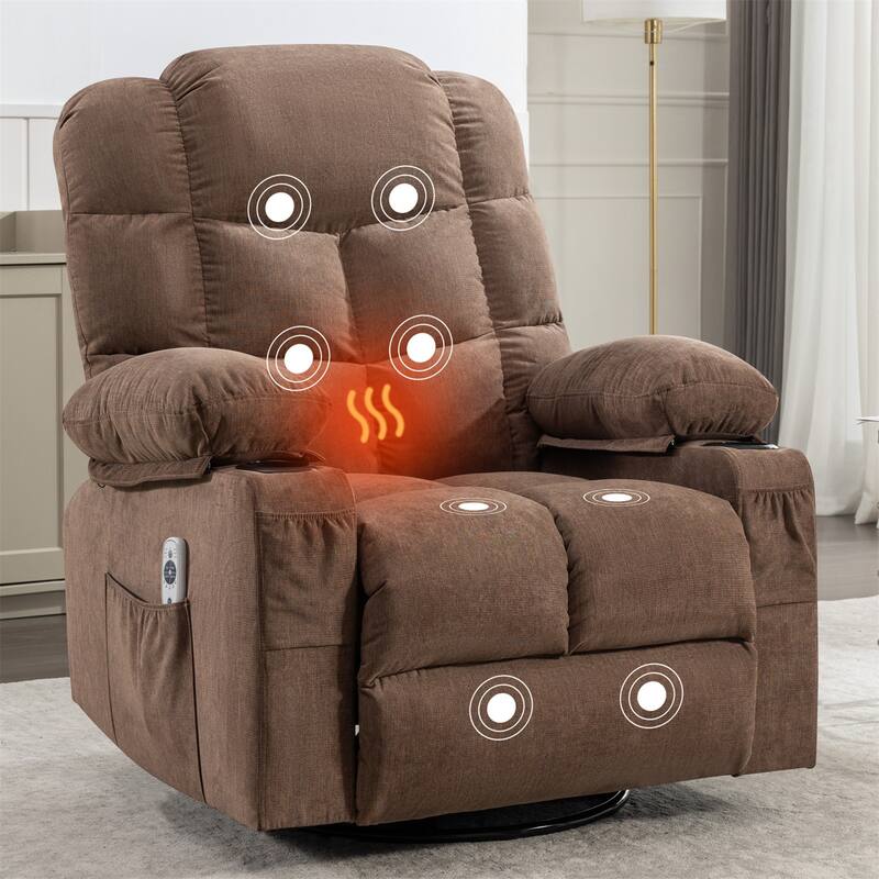 Heat Massage Recliners Chair with Rocking Reclining Sofa Loveseat ...