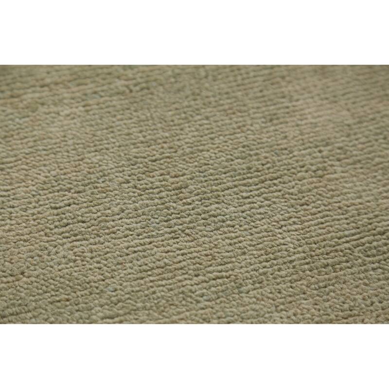 Hand Knotted Oriental 100% Wool Carpet Modern Solid Green Gabbeh Runner Rug - 9' 10'' X 3' 2''