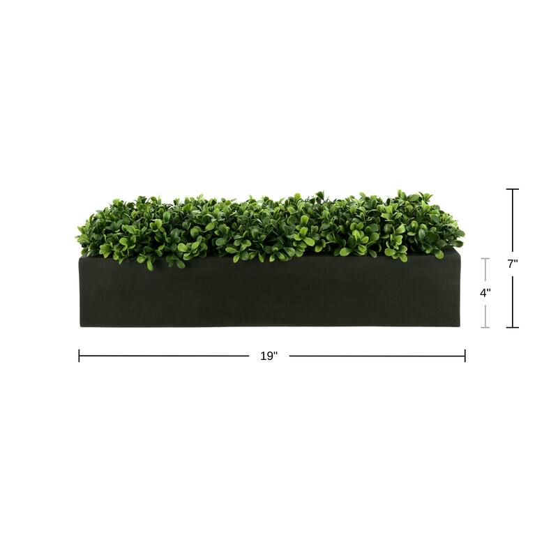 UV Rated Outdoor Boxwood Arranged in Fiberstone Planter - Green