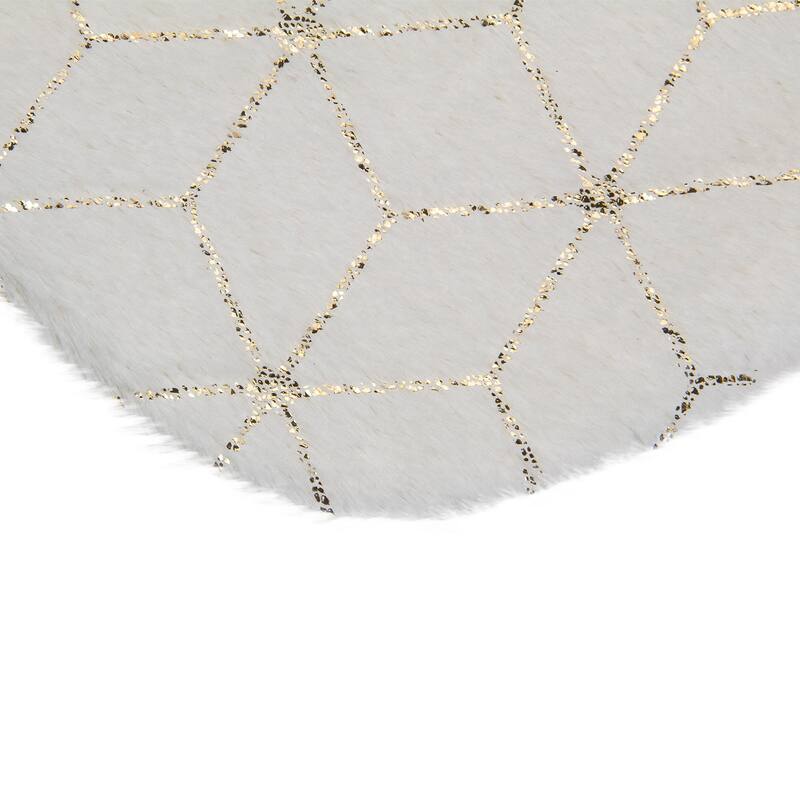 20" Cream and Gold Christmas Stocking with Faux Fur