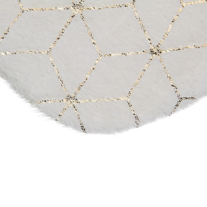 20" Cream and Gold Christmas Stocking with Faux Fur
