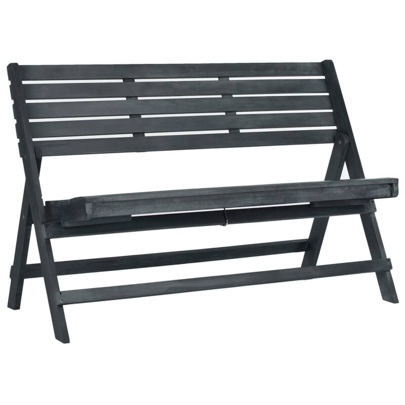 SAFAVIEH Outdoor Sherilyn Ash Grey Folding Bench - 48Wx24Dx32H
