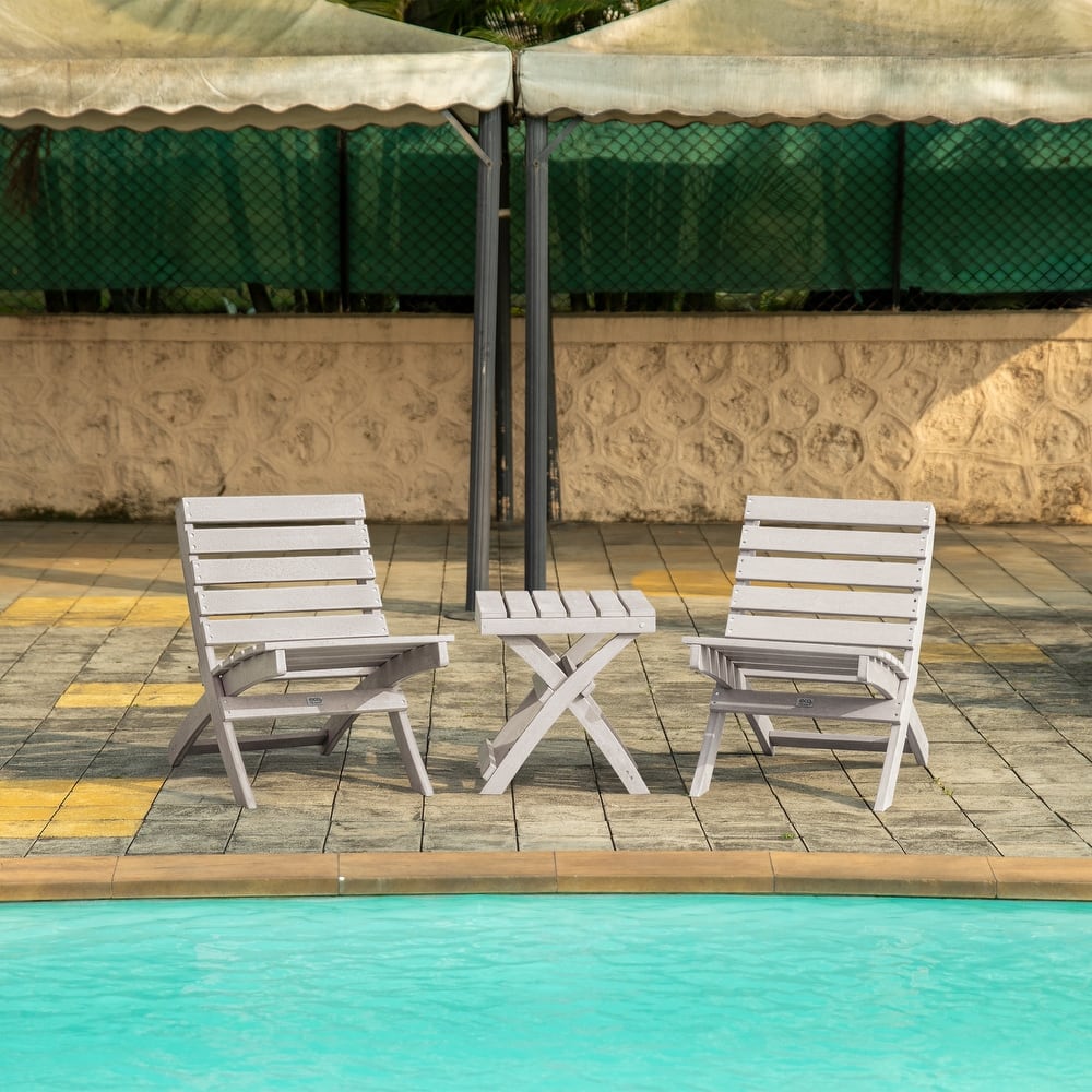 Grandcourt Quick Assembly All-Weather Outdoor Folding Patio Chair and Table Set - 3-piece