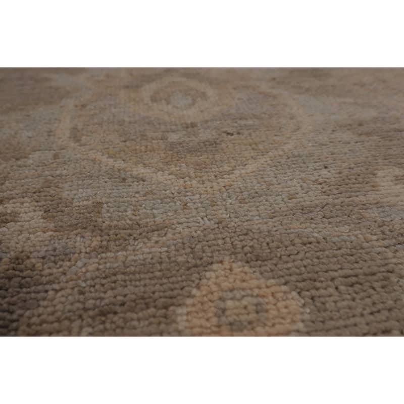 Brown Oushak Turkish Large Area Rug Handmade Vegetable Dye Wool Carpet - 12'2"x 14'3"