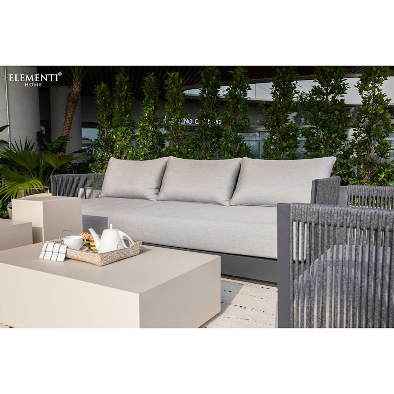 Elementi Capri Outdoor Aluminum 3-Seat Sofa with Sunbrella® Cushions