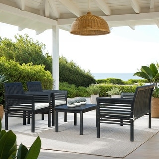SAFAVIEH Outdoor Living Carson 4 Pc Outdoor Set - Black / White