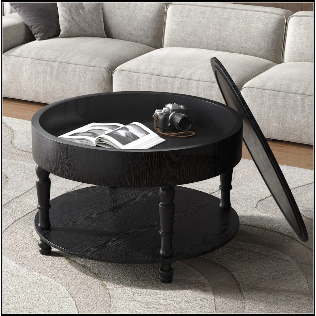 31.5" Coffee Table with Dual Storage for Living Room