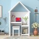 preview thumbnail 2 of 12, House-Shaped Kids Desk with a cushion stool House-Style Desk and Stool Set