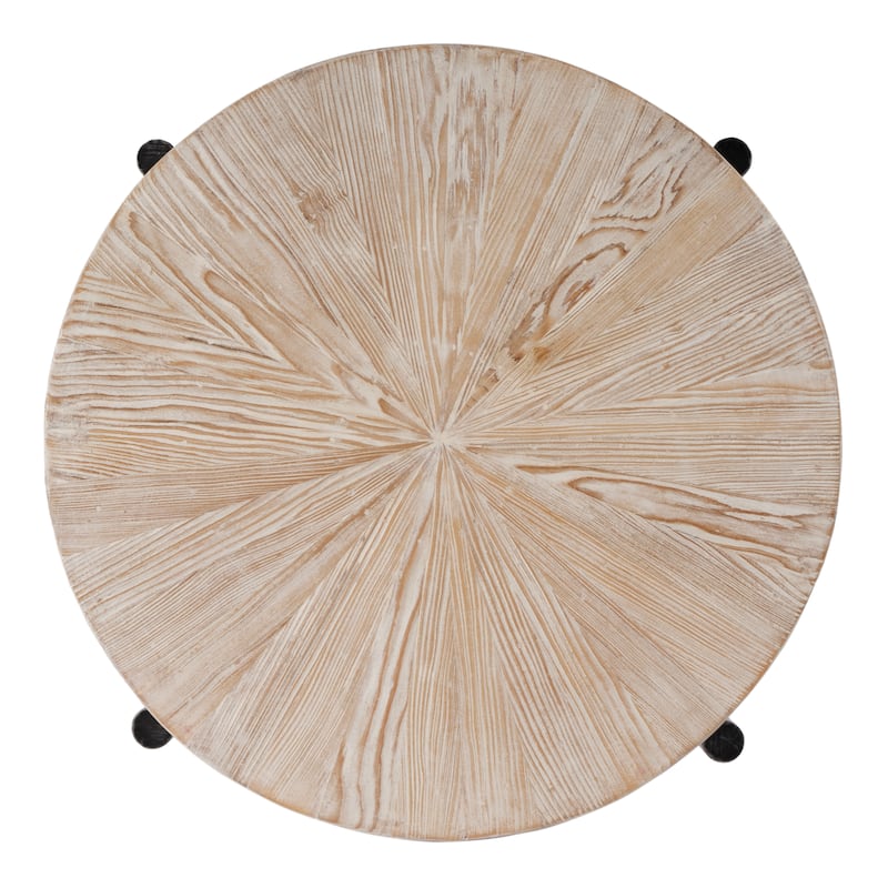 Akemi 24.5 in. W Round Wood and Iron Side Table