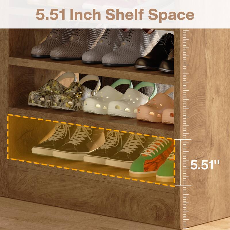 8-Tier Shoe Cabinet for Entryway, Modern White Shoe Shelf Shoes Rack Organizer, Wooden Shoe Storage Cabinet for Hallway Closet