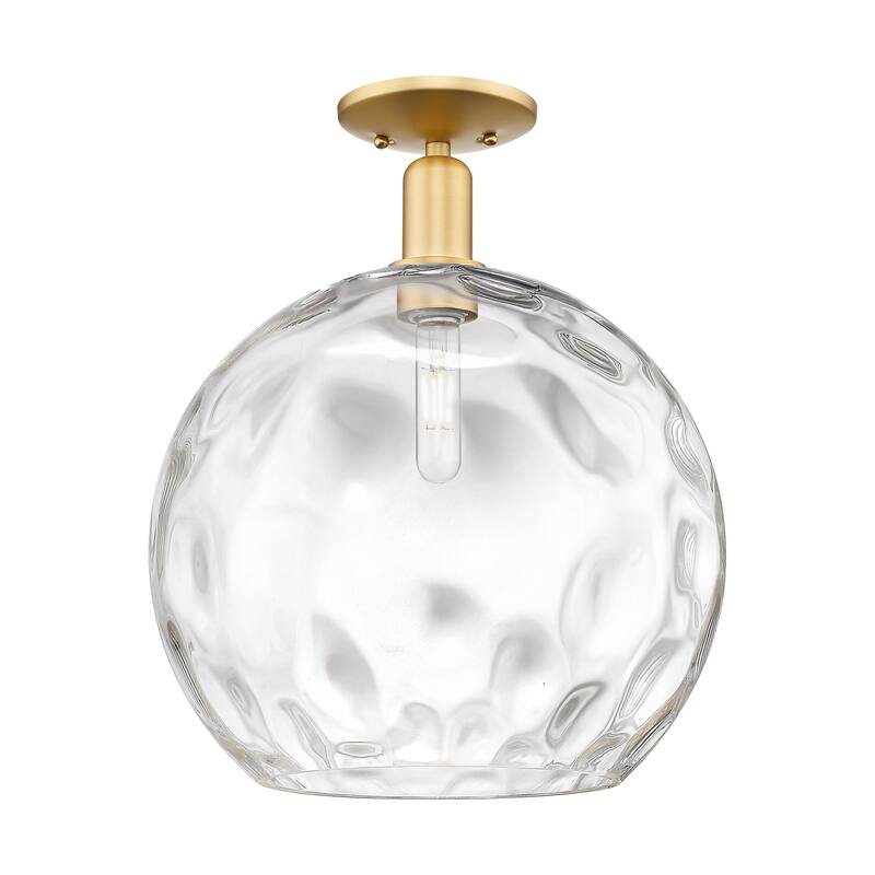 Innovations Lighting Endless Possibilities Arcadia - Athens Water Glass - 1 Light 13" Semi-Flush Mount - Satin Gold