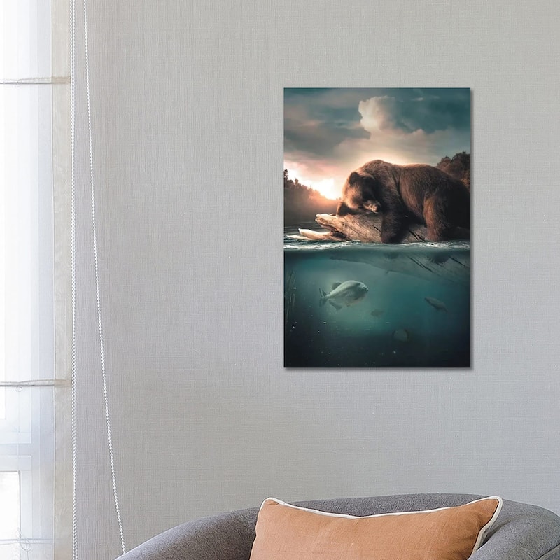 iCanvas "Bear Floating" by Zenja Gammer Canvas Print - 26x18x1.5