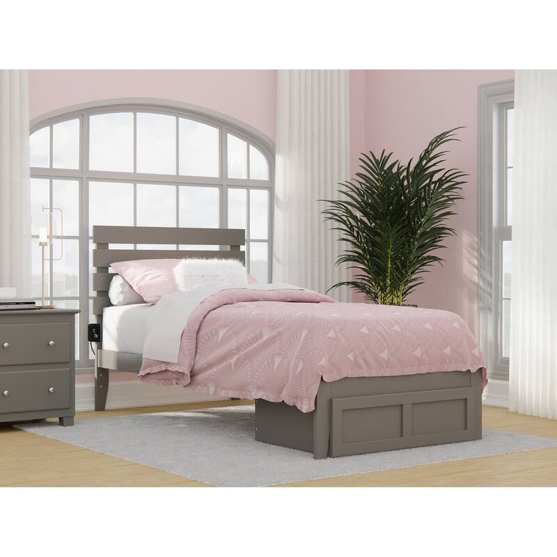 Oxford Platform Bed with Foot Drawer - Grey - Twin XL
