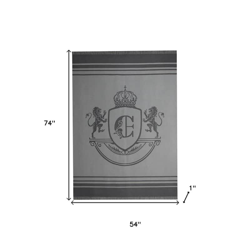 HomeRoots 54" X 74" Charcoal Wool Acrylic Blend Woven Throw Blanket