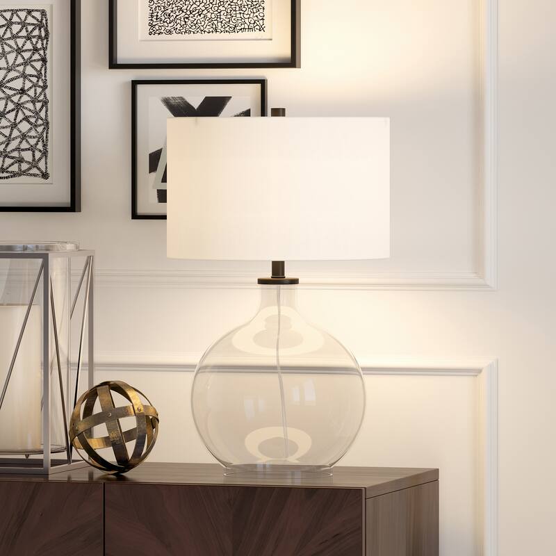 Laelia Clear Glass Table Lamp with Brass Accents