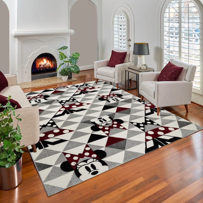 Licensed Disney Bravo Encore Mickey Mouse Modern Geometric Polypropylene Indoor Area Rug Collection