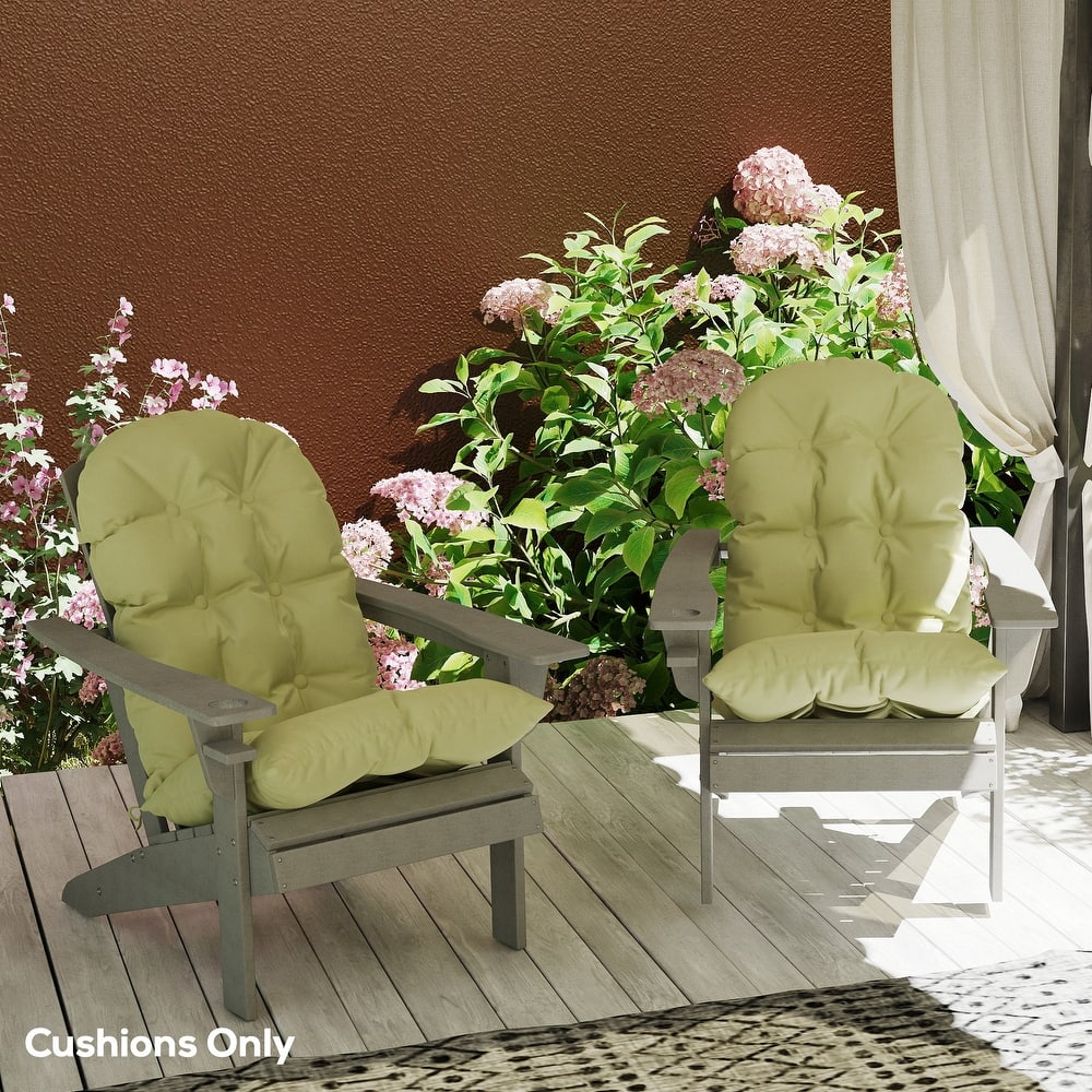 Outsunny Outdoor Adirondack Chair Cushions Set of 2, Tufted High Back Patio Chair Cushions, Adirondack Cushions