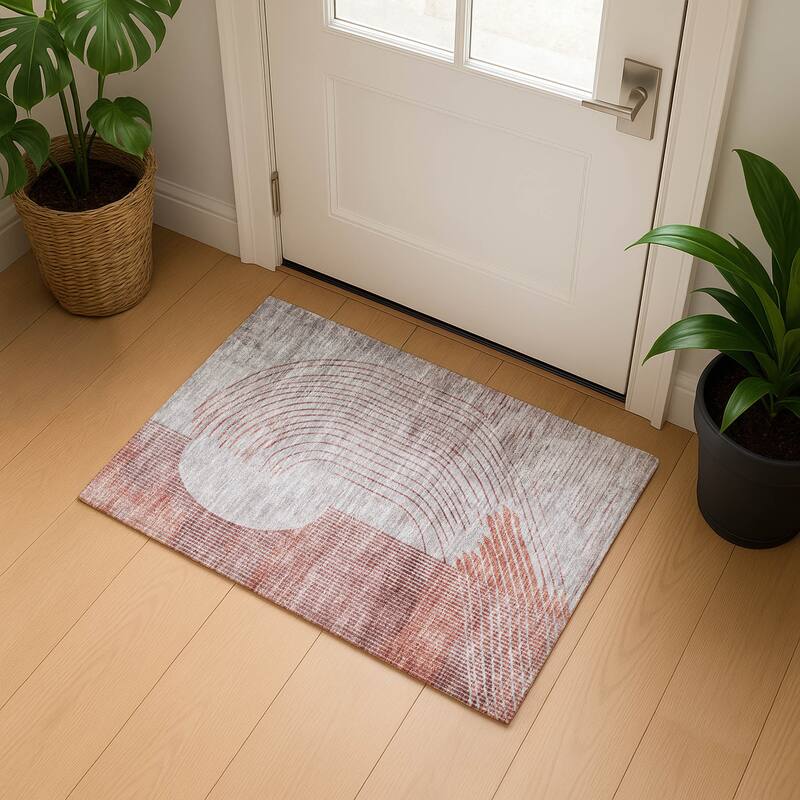 Premium Washable Super Soft Contempoary Glam Mayfield Rug - Salmon - 1'8" x 2'6"