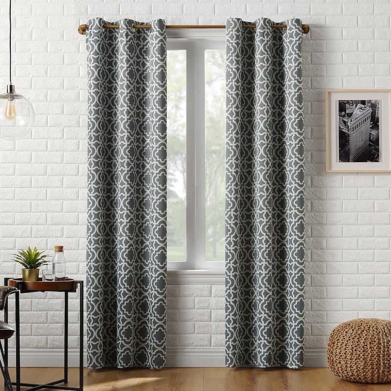Sun Zero Barnett Trellis Blackout Grommet Curtain Panel, Single Panel - Grey - 40 x 63
