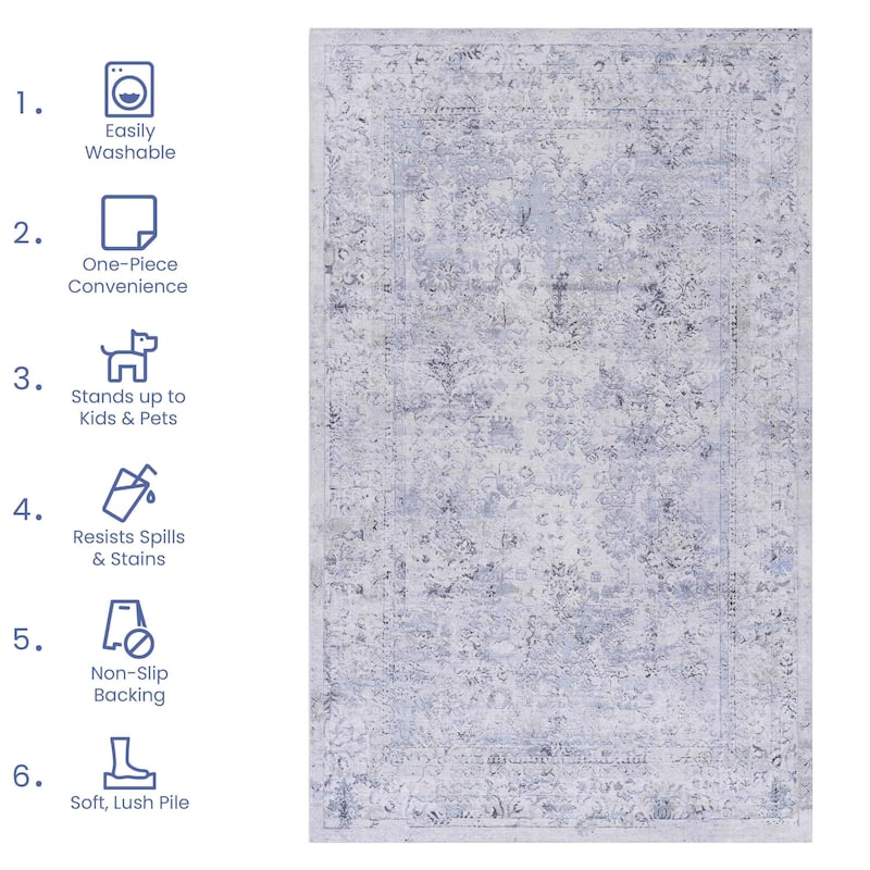 Machine Washable Rug 3x5,Non Slip Rugs for Living Room Bedroom Carpet Stain Resistant,Home Decor - 3'6"