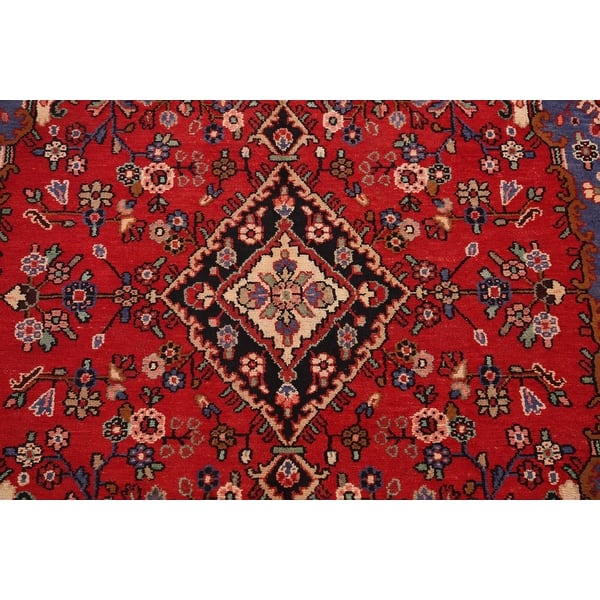 Floral Hamedan Persian Red Living Room Area Rug Wool Hand Knotted 6 7 X 9 8 On Sale Overstock 31502011