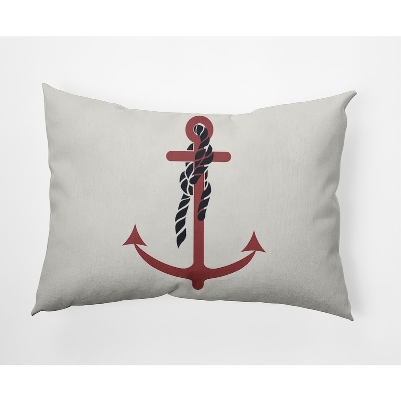 Anchor and Rope Nautical Indoor/Outdoor Throw Pillow - Ligonberry Red - 14" x 20"