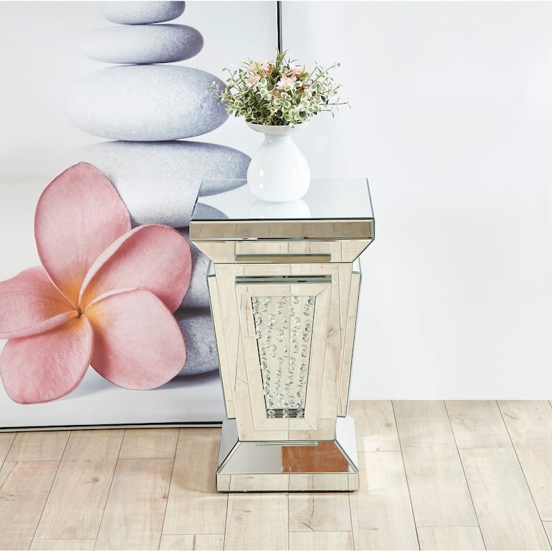 15 inch Crystal End Table In Clear Mirror Finish