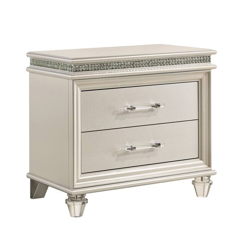 Wooden Dresser with 2 Drawers in Pearl White Finish