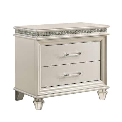 Wooden Dresser with 2 Drawers in Pearl White Finish