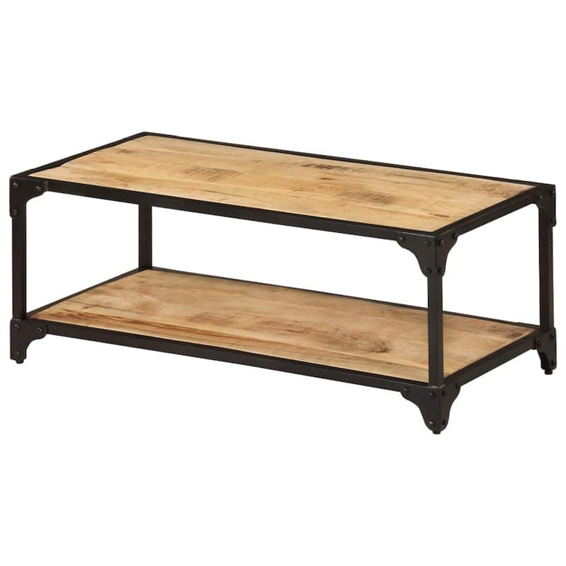 vidaXL Coffee Table 35.4"x17.7"x13.8" Solid Rough Mango Wood - 35.4" x 17.7" x 13.8"