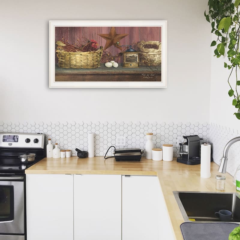 TrendyDecor4U Farmhouse "Rise & Shine" Framed Print Wall Art by Billy Jacobs