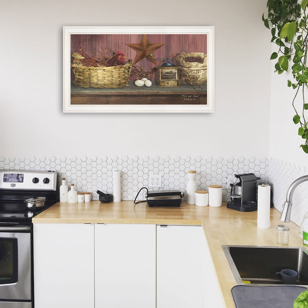 TrendyDecor4U Farmhouse "Rise & Shine" Framed Print Wall Art by Billy Jacobs