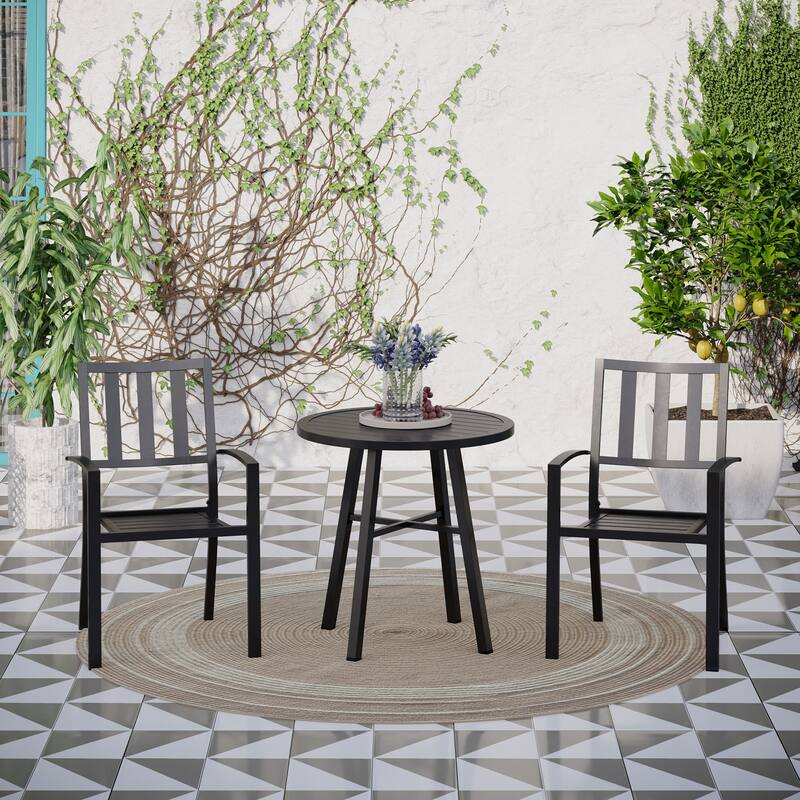 MAISON ARTS Patio Bistro Set 3 Piece Stackable Chairs