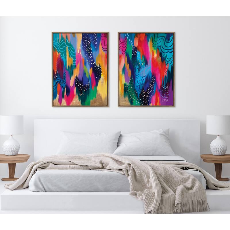 Kate and Laurel Sylvie EV Brushstroke Framed Canvas by Jessi Raulet