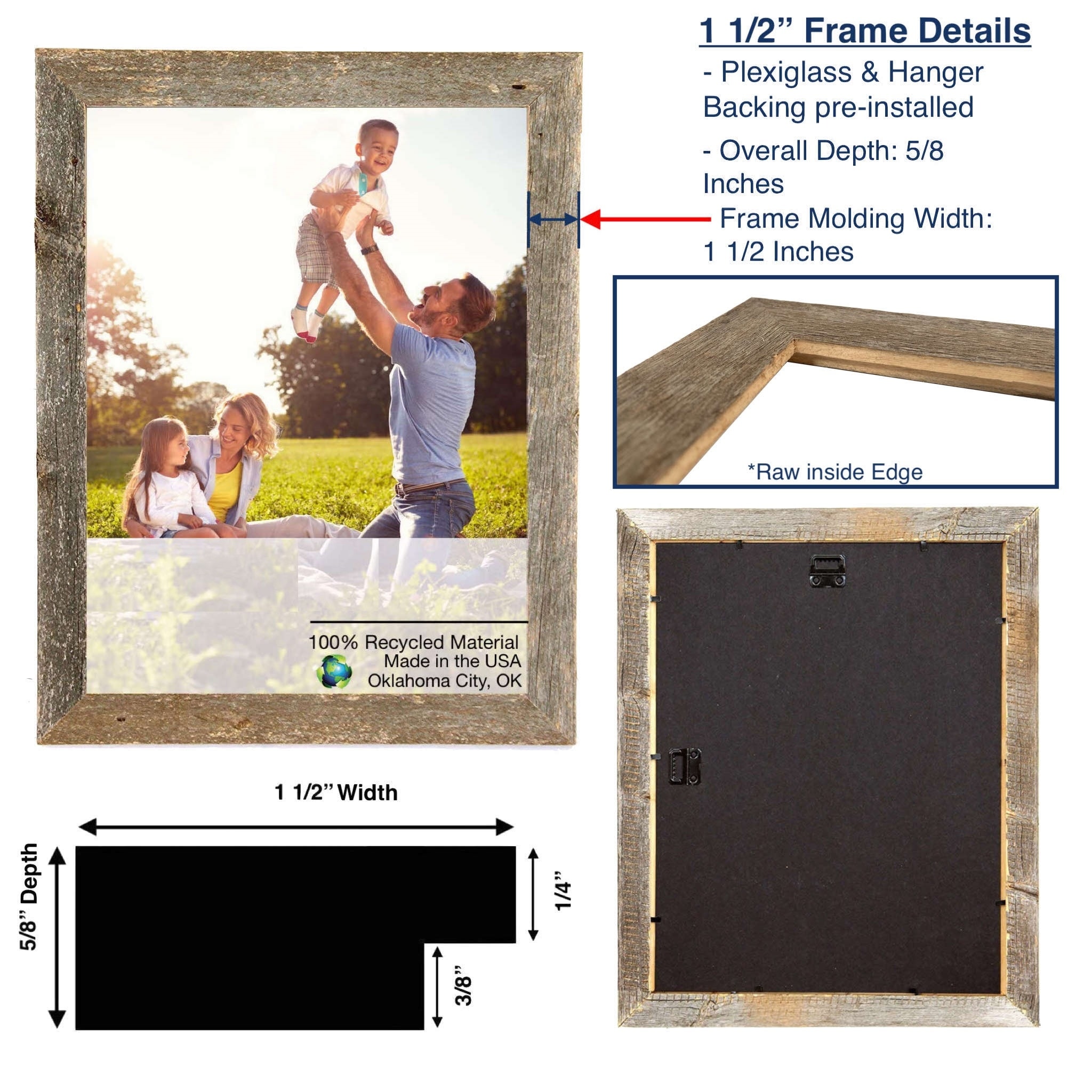 20X30 Natural Weathered Grey Picture Frame With Plexiglass Holder 20X30 Natural Weathered Grey Picture Frame With Plexiglass Holder