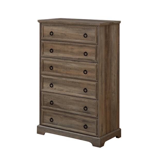 Modern 6-Drawer Dresser for Bedroom, Tall Storage Chest with Handles, Grey Wash - Bed Bath & Beyond - 42317519 Modern 6-Drawer Dresser for Bedroom, Tall Storage Chest with Handles, Grey Wash - Bed Bath & Beyond - 42317519
