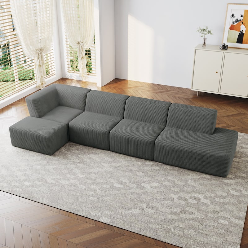 Oversize 5-Piece Modular Sectional Sofa Set with Ottomans