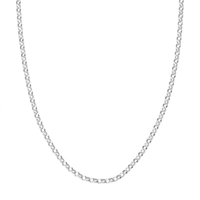 Curata 14k White Gold 3.8mm Hollow Rolo Chain Bracelet Lobster Lock Closure 7.25 Inch